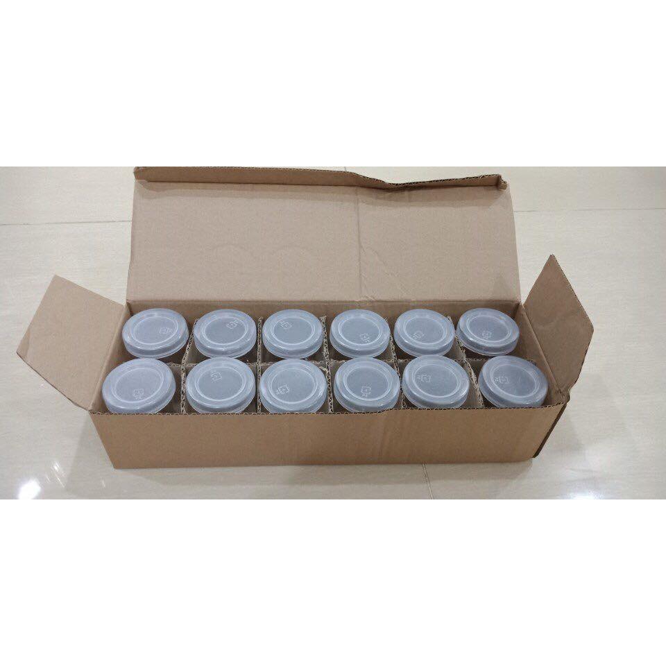 Bộ 12 cốc làm sữa chua thủy tinh có nắp (100ml)