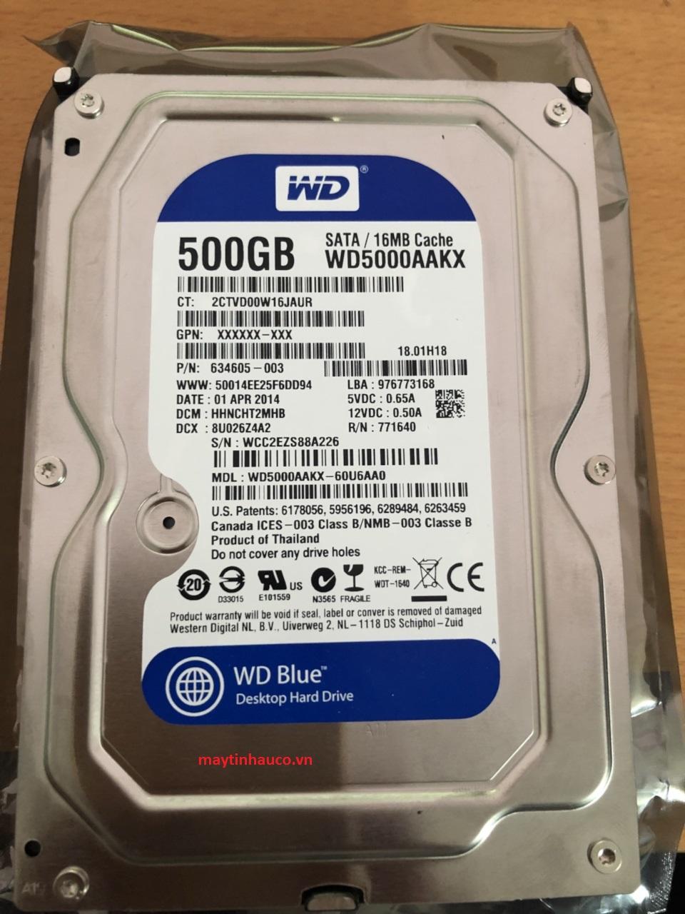 Hdd 500g western blue lắp cho máy tính để bàn - bảo hành 24 tháng