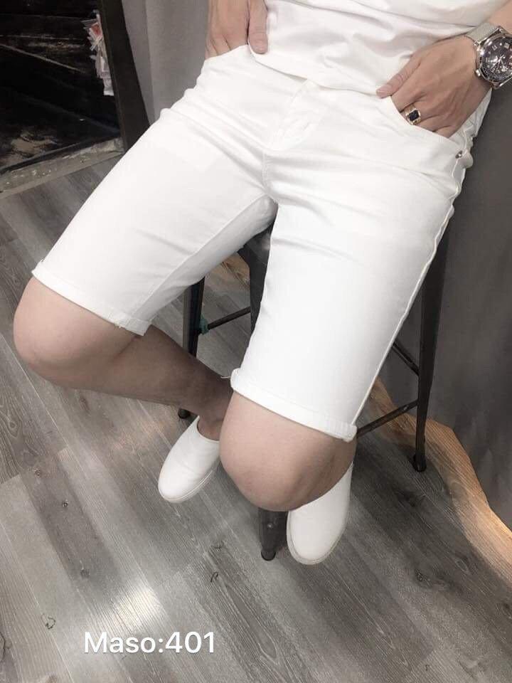 Quần short jean nam co dãn vải dày đẹp hàng cao cấp màu trắng đen (Hàng Shop)