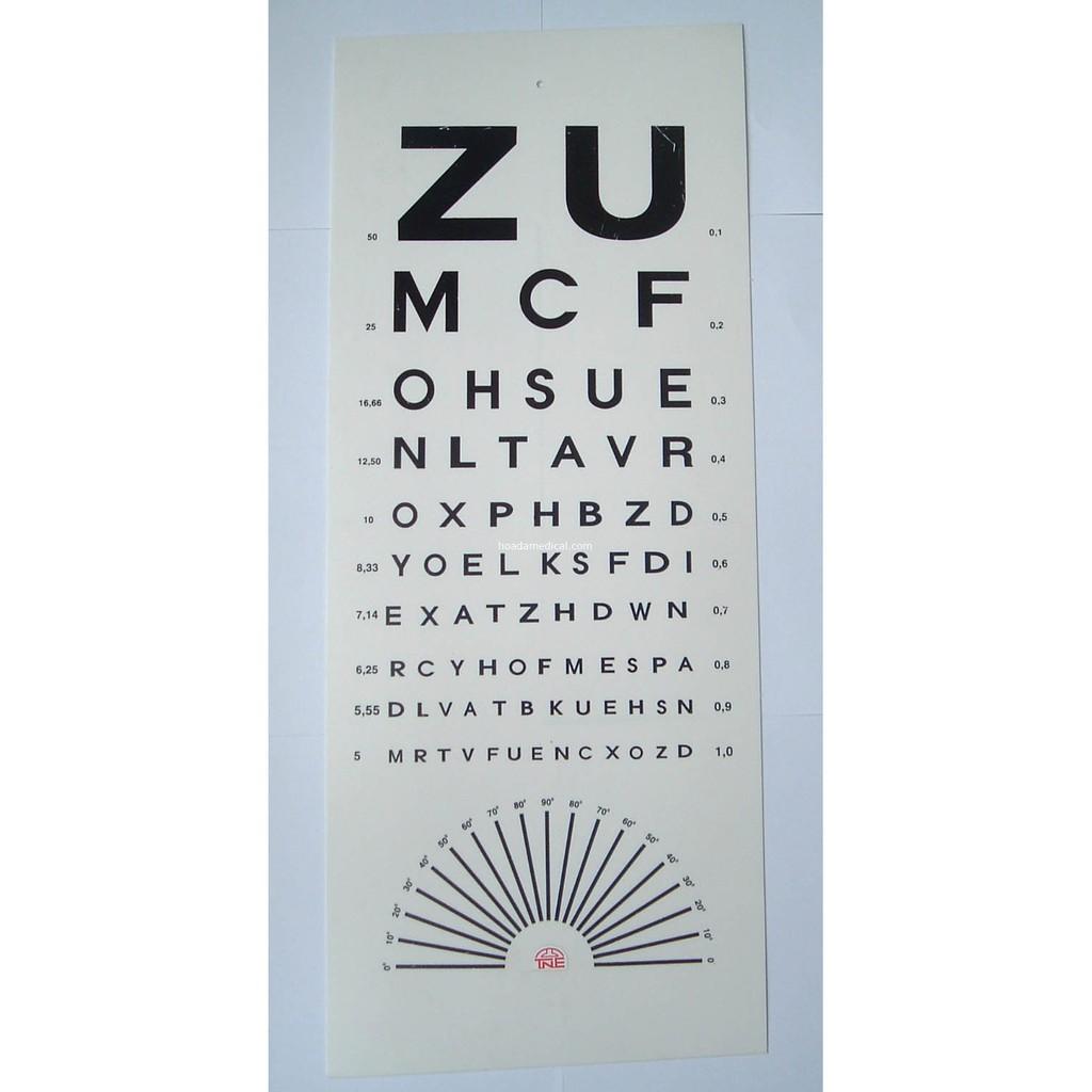 Bảng đo thị lực chữ ZU, kiểm tra tật khúc xạ