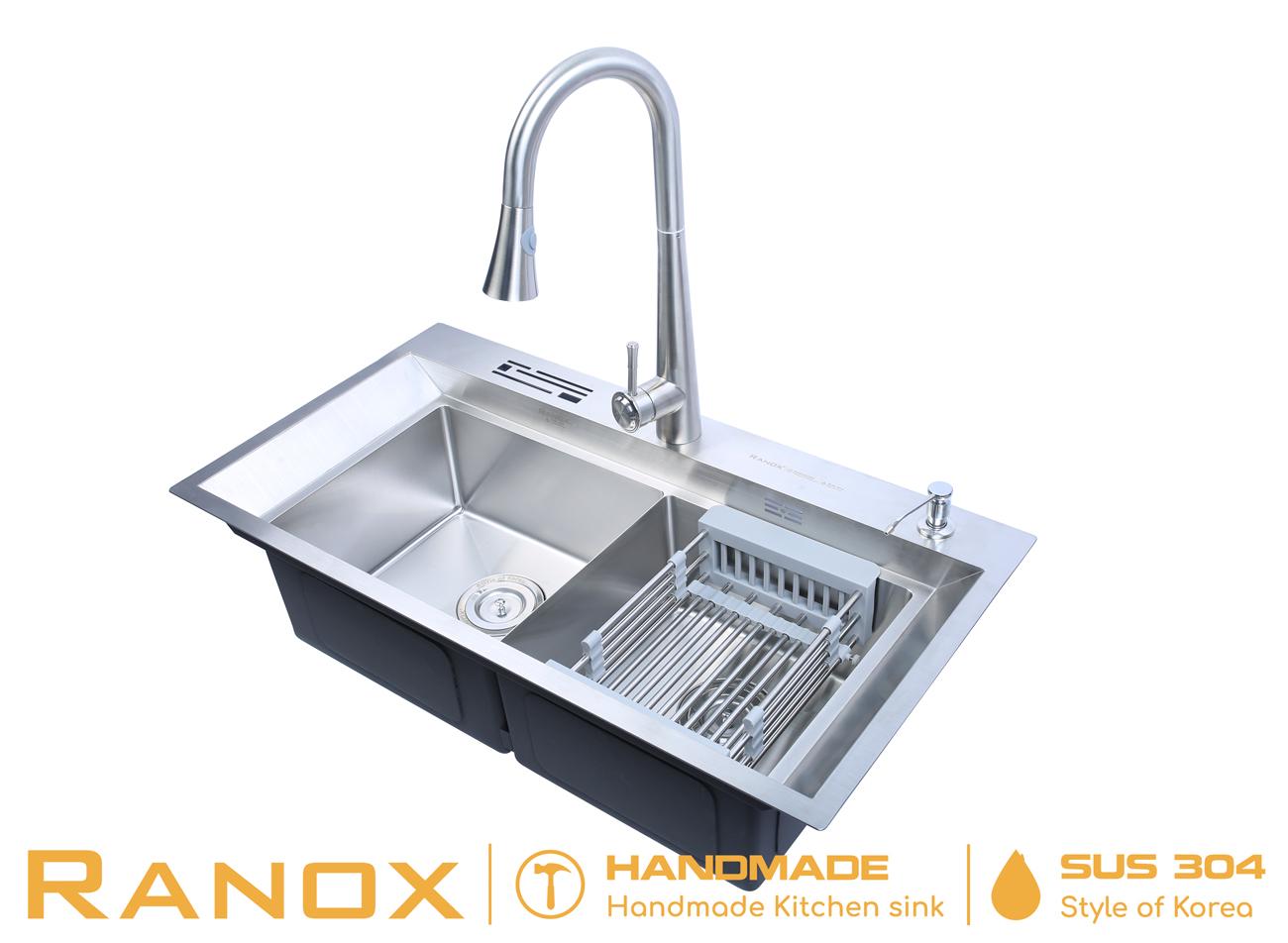 Bộ chậu rửa chén bát inox 304 và vòi rủa bát cao cấp hàn quốc ranox rn5699