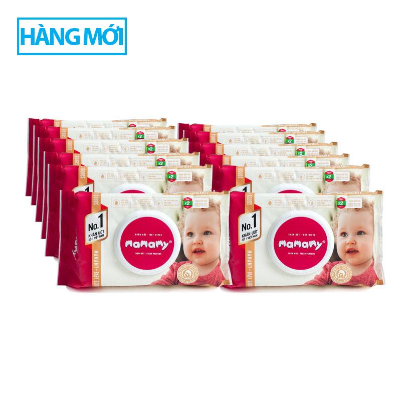 Combo 10 gói khăn ướt Mamamy 100 tờ có nắp có mùi