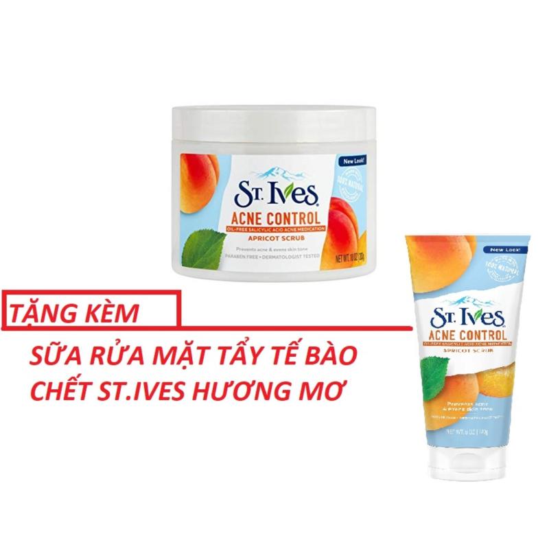 Kem tẩy tế bào da St.ives hương mơ Blemish Control + Tặng SRM ST.ives Hương Mơ- dành cho da mụn 283g