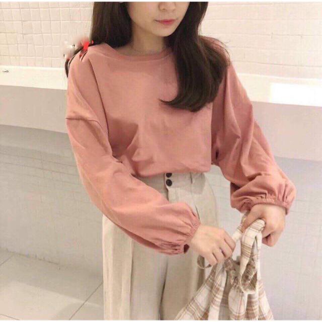 [HCM]Áo Kiểu Nữ Dáng Thụng Tay Dài Chun Ulzzang Hàn Quốc