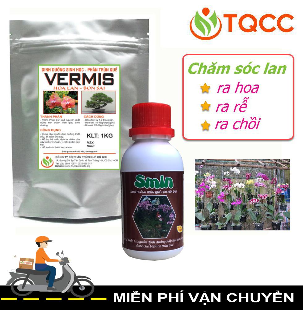 Bộ chăm sóc hoa lan mini 5-10 chậu (Smin 100ml + Vermis 1kg)
