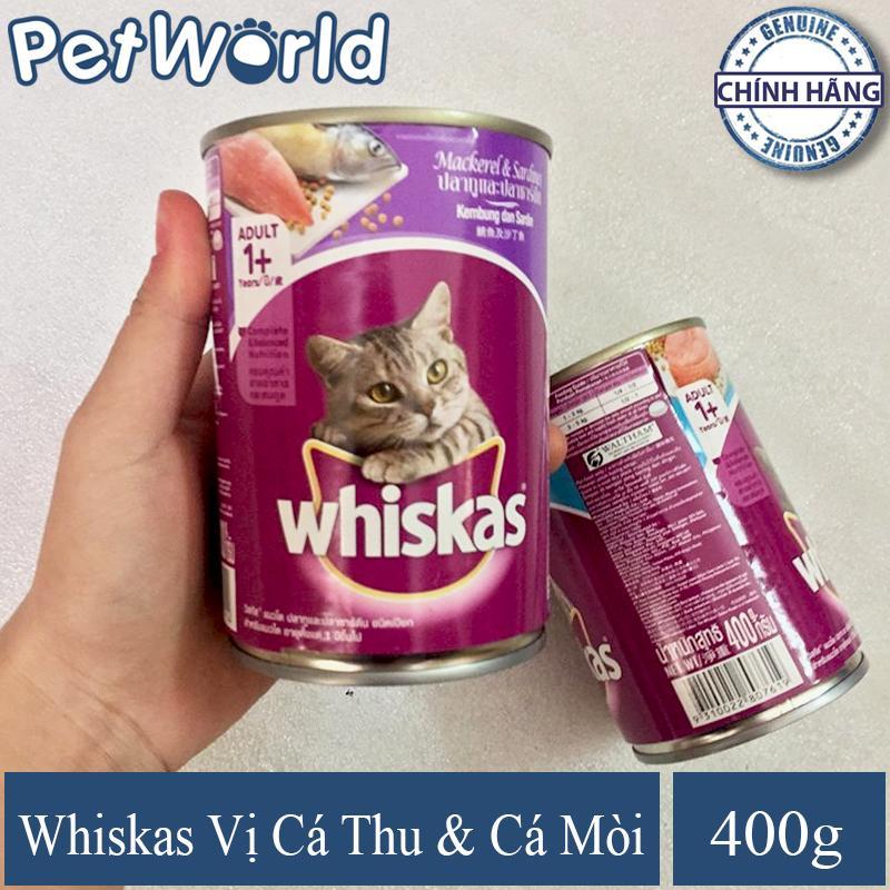 Thức Ăn Dành Cho Mèo Lớn/Mèo Trưởng Thành Whiskas - Vị Cá Thu Và Cá Mòi - Dạng Lon 400g