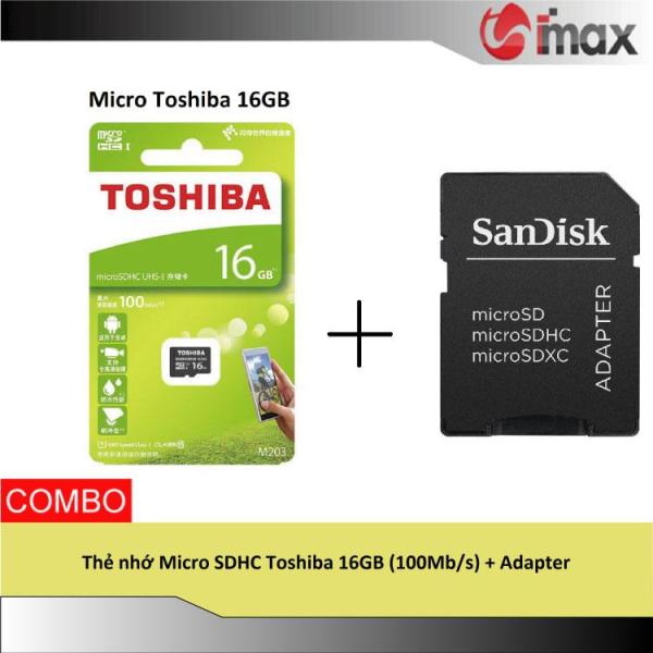 Thẻ nhớ Micro SDHC Toshiba 16GB (100Mb/s) + Adapter