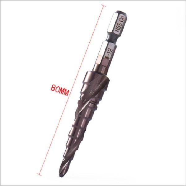 Mũi khoan bước tháp hss m35 cỡ 4 - 12mm inox ,sắt ,dùng cho khoan pin