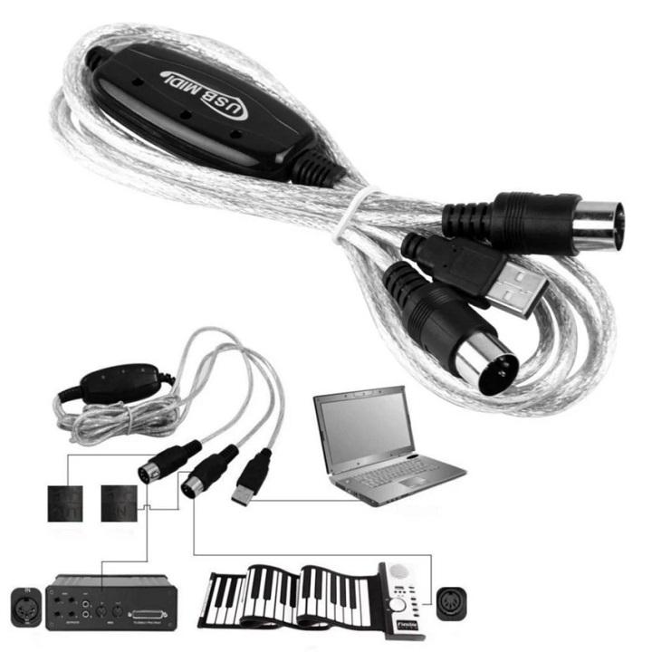 BÁO GIÁ Dây Cáp Tín Hiệu Laptop | Shopee Lazada Sendo Tiki mới nhất 64 Dây cáp Midi to USB Cable cho Organ, Máy tính, Keyboard, Piano BC-08C (kết nối truyền tín hiệu, âm thanh sang Computer, Laptop, Smartphone)