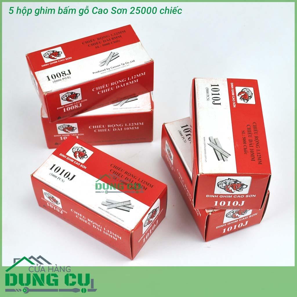 5 hộp Ghim bấm gỗ Cao Sơn 25000 chiếc