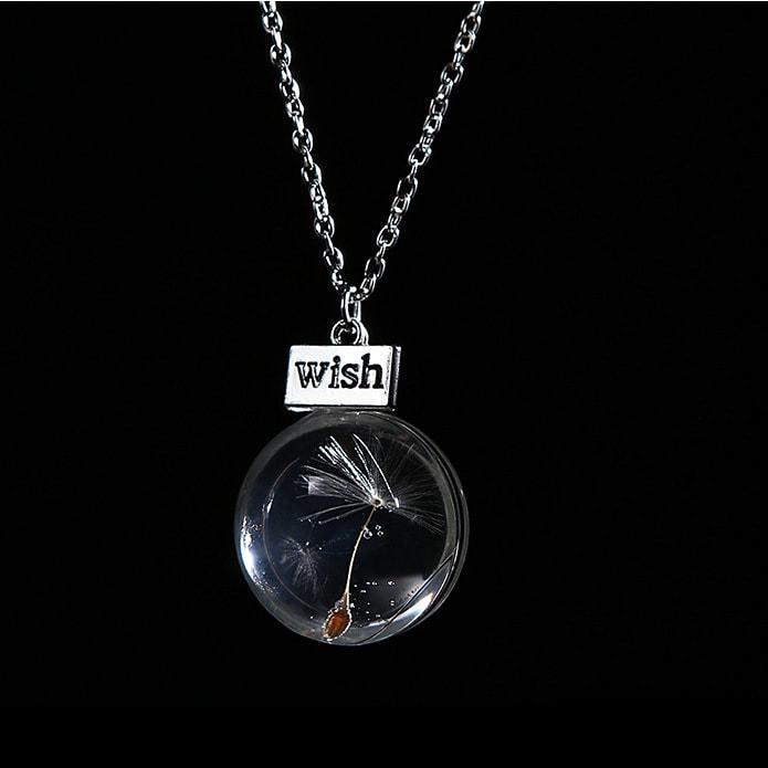 Vòng Cổ Dây Chuyền Mặt Thủy Tinh Hoa Bồ Công Anh - Tròn