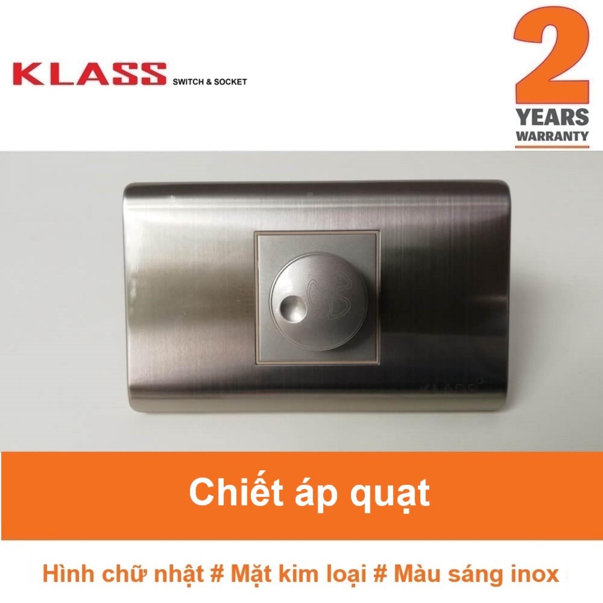 Chiết áp quạt, hình chữ nhật, màu bạc sáng inox, KLASS 118KQ3-041