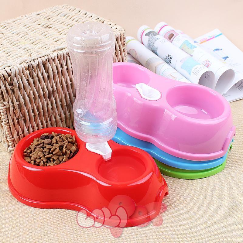 HN-Bát nhựa đôi - Ăn, Uống tự động cấp nước (hanpet 355) bát ăn chó, bát uống mèo, bát ăn uống thứ cưng