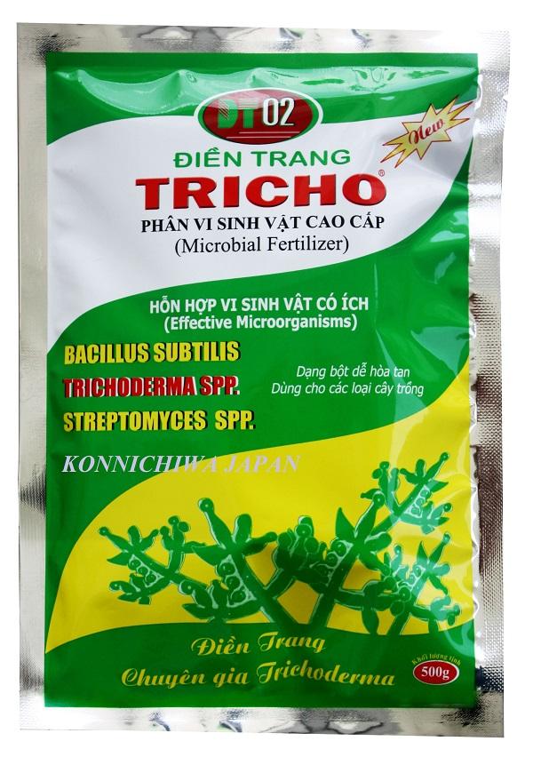 Chế phẩm vi sinh dạng phun xịt chứa vi sinh kháng bệnh tricoderma + bacilus + streptomyces đối kháng bệnh - Ủ phân vi sinh - TRICHO 500G
