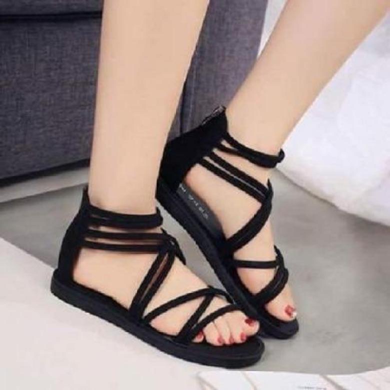 Giày sandal cột dây nhung-đen giá rẻ