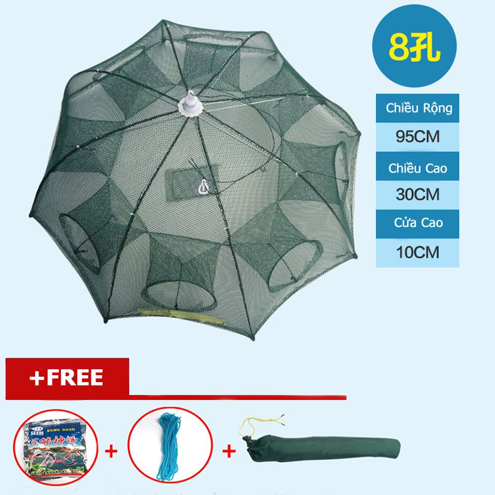 Lưới đánh bắt cá bát quái 8 cửa + tặng kèm 1 gói mồi bẫy tôm,cua,cá