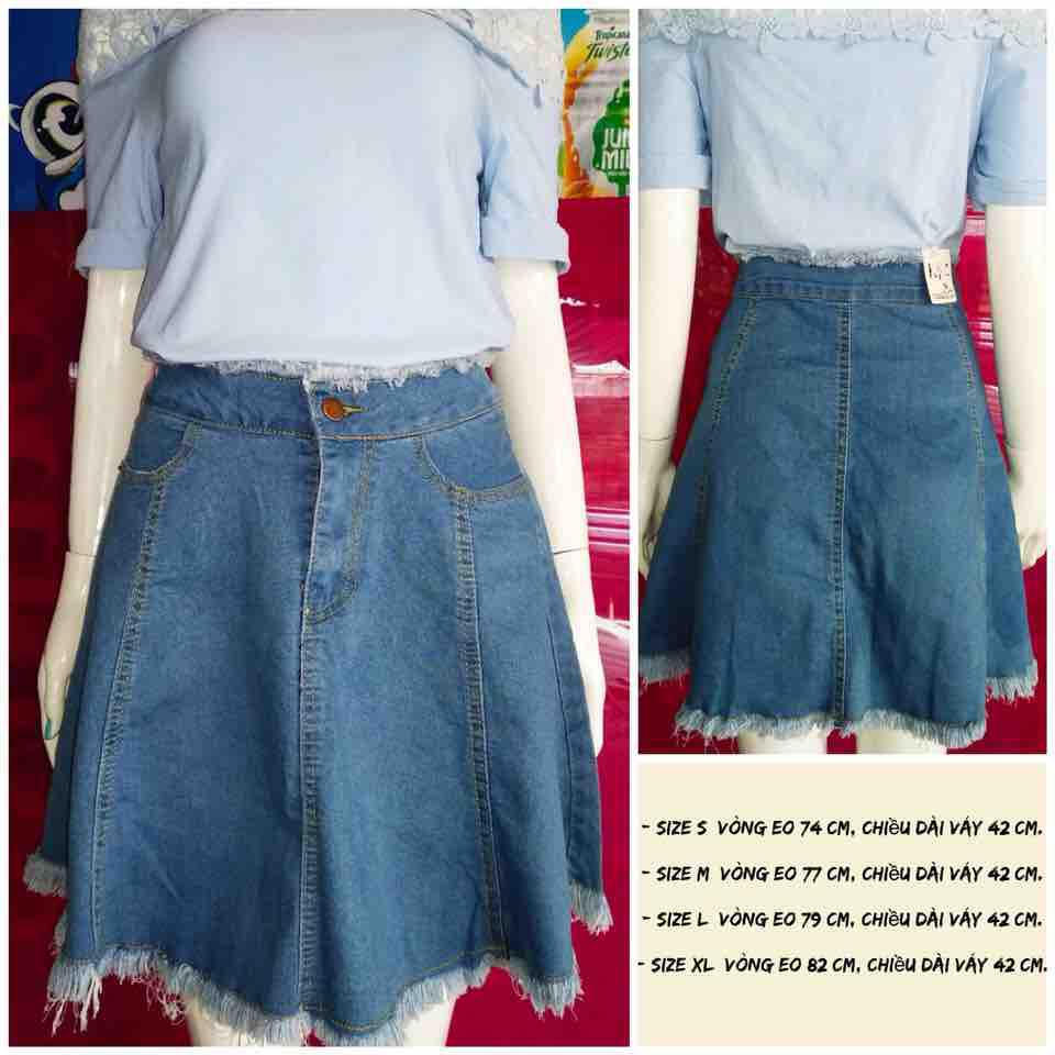CHÂN VÁY JEAN XOÈ VIỀN LUA TUA