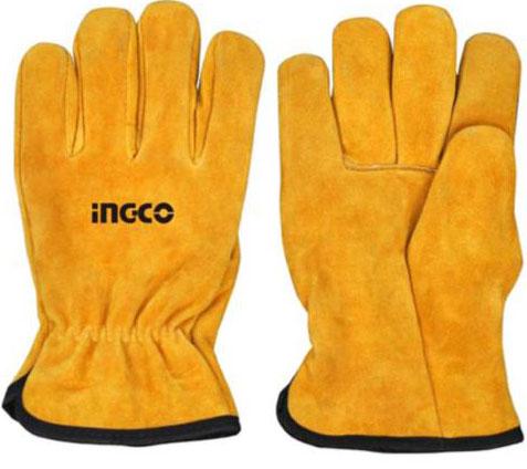 Găng tay vải da INGCO HGVC02 sử dụng cho việc vận hành máy, vải da lót đầy lòng bàn tay