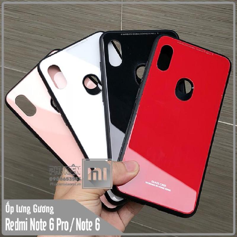 Giá 4 màu Ốp lưng kính cho Xiaomi Redmi Note 6 Pro / Note 6 - Mặt kính cứng + viền dẻo