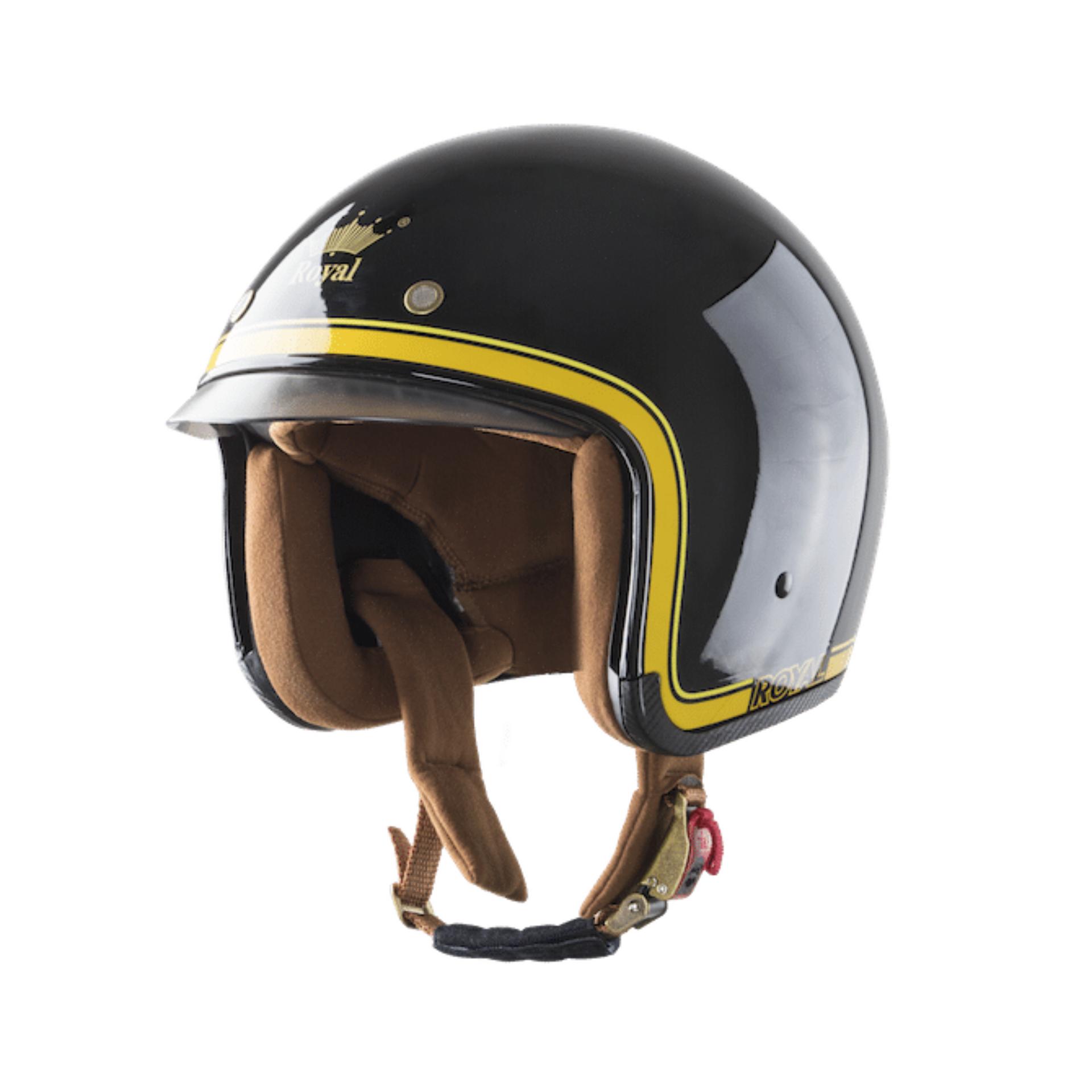 [HCM]Nón bảo hiểm 3/4 kính âm Royal M139 tem V10 Đen Bóng Chỉ Vàng (kính khói)