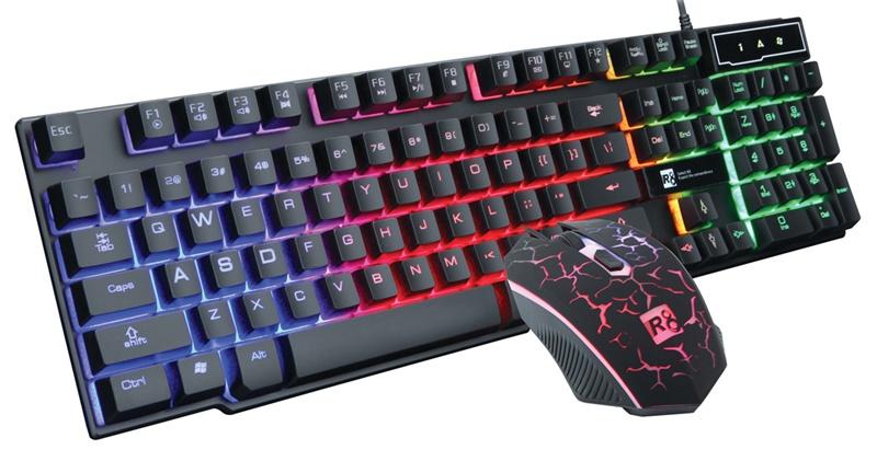 Combo bàn phím giả cơ  + chuột R8 -1910 (Có Led) + Tặng kèm 1 miếng lót chuột