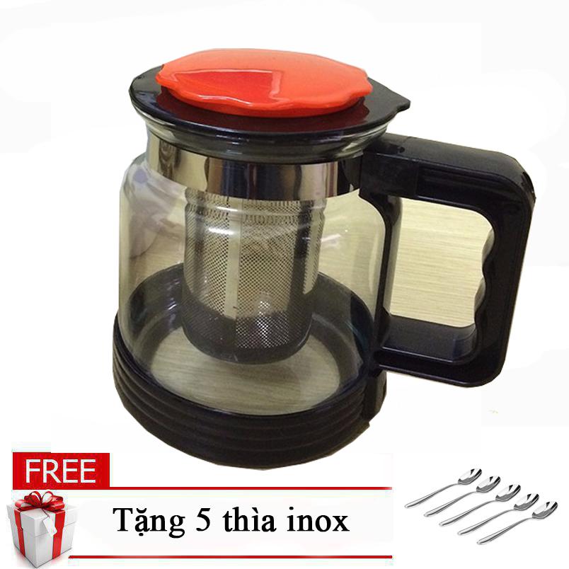 Bình Pha Trà, Cà Phê 1,8L có lưới lọc tặng bộ 5 thìa inox cao cấp