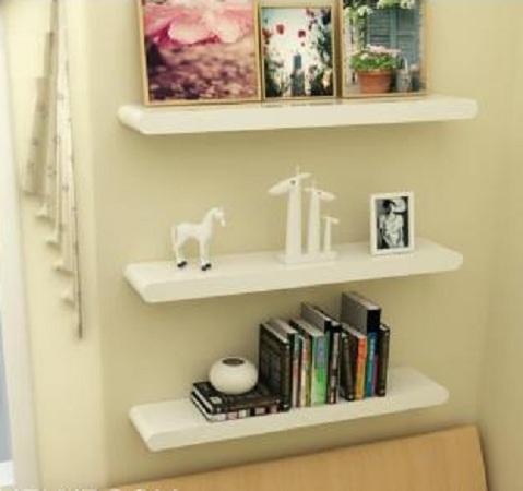 Kệ Gỗ Trang Trí Treo Tường 3 Thanh 80cm x Sâu 20 (Màu  trắng)