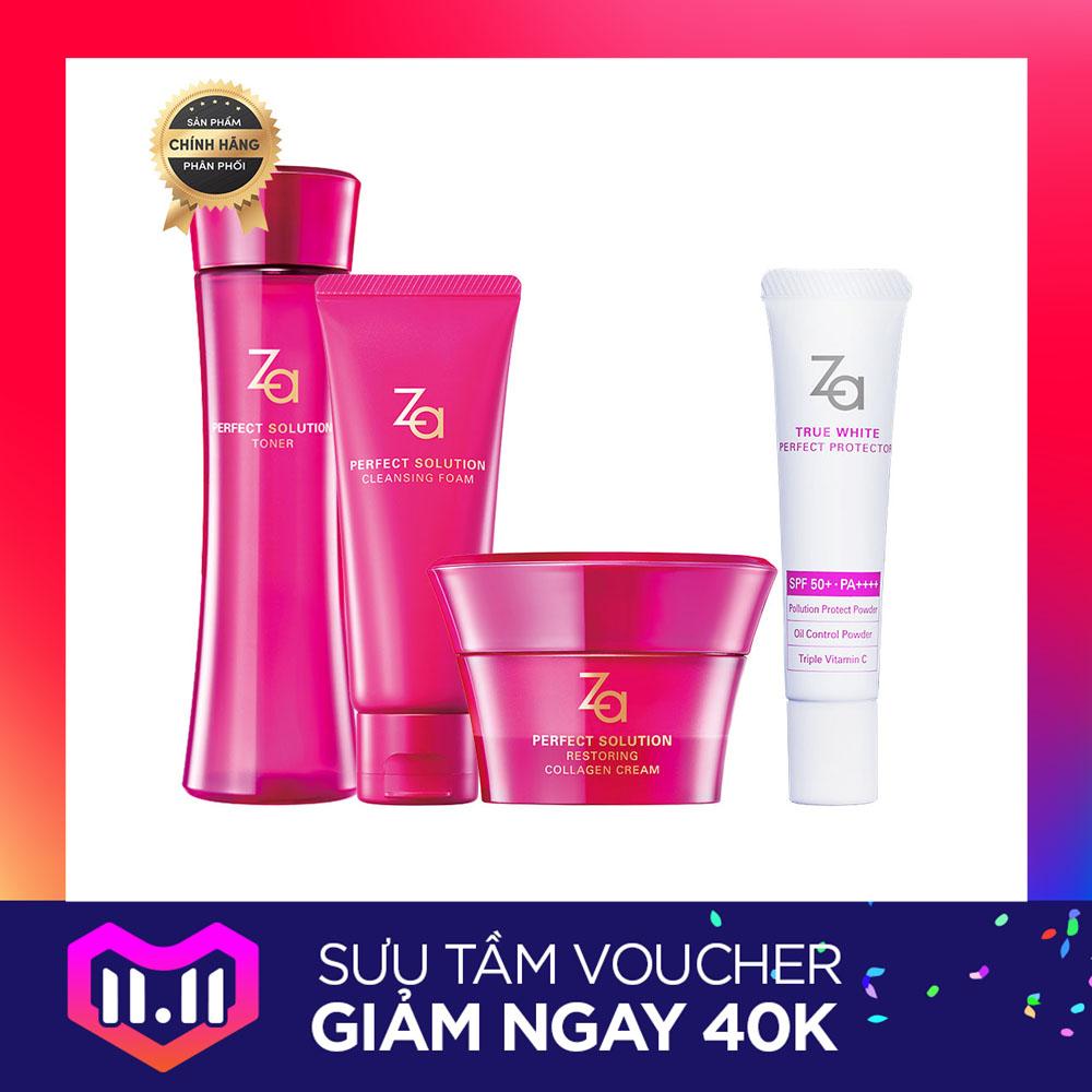 Bộ sản phẩm dưỡng da chống lão hóa Za Perfect Solution Set