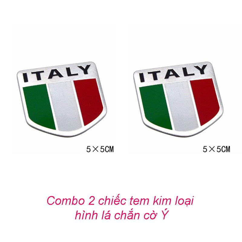 Bộ 2 chiếc Tem cờ Italia trang trí trên ô tô,xe máy
