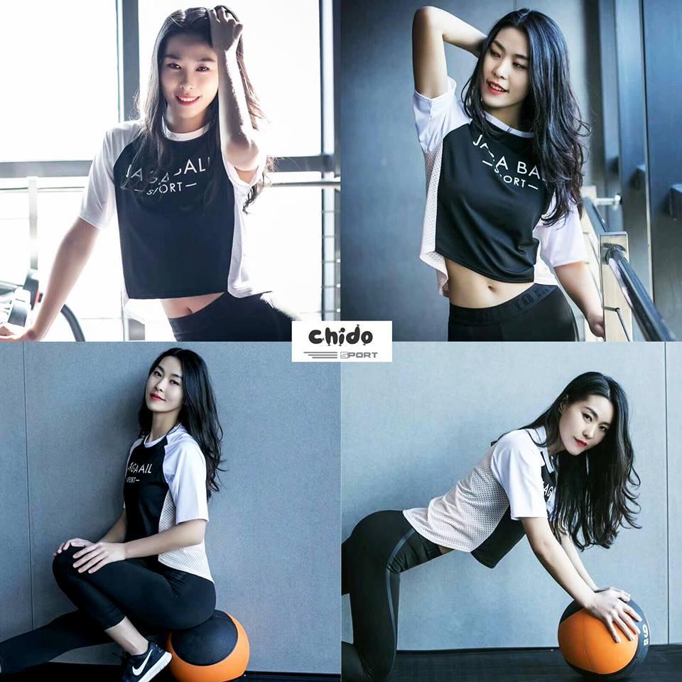 Áo croptop thể thao cộc tay JagaBall