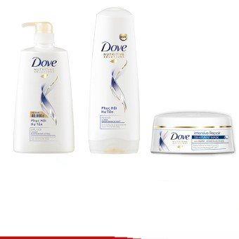 BỘ SẢN PHẨM DOVE PHỤC HỒI TÓC HƯ TỔN INTENSIVE REPAIR BAO GỒM 1 DẦU GỘI 650G, 1 DẦU XẢ 335G, 1 KEM Ủ 200ML