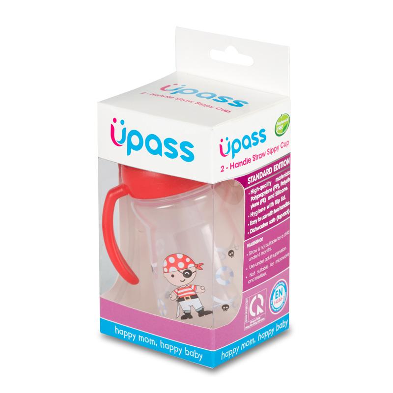 [HCM]Cốc uống nước bằng ống hút 2 tay cầm Upass (Made in Thailand) UP0080N