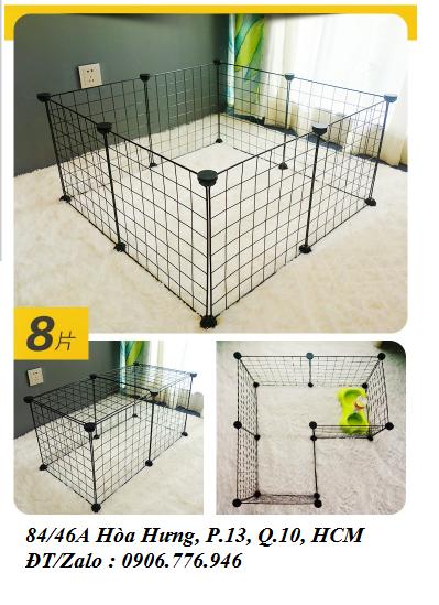 Chuồng Quây Chó Mèo Lắp Ghép Đa Năng Bằng Lưới Sắt Sơn Tĩnh Điện Chống Sét Màu Đen Kích Thước  Dài 70cm Rộng 70cm Cao 37cm