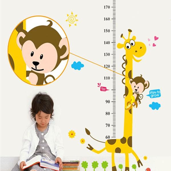 Decal thước đo chiều cao và đo cận thị dán tường hình thú