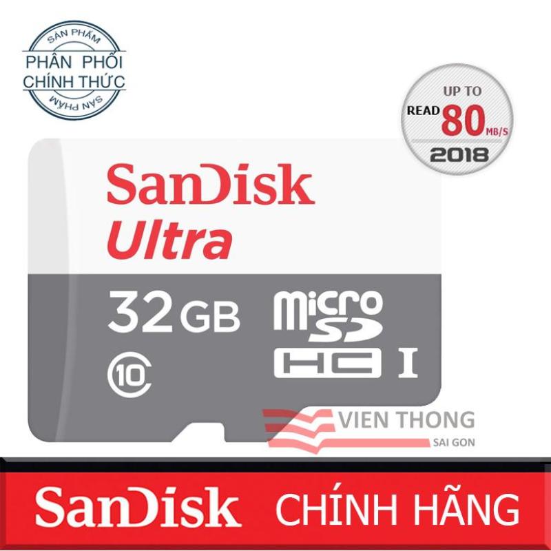 Thẻ nhớ 32GB up to 80mb/s MicroSDHC SanDisk Ultra - Hãng Phân Phối Chính Thức (PT)