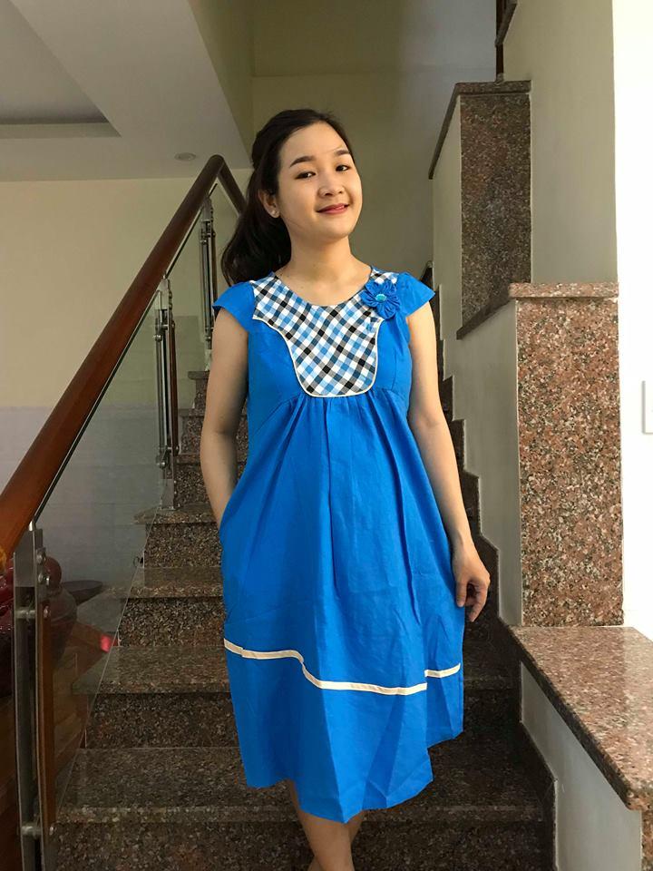 Đầm bầu caro cổ