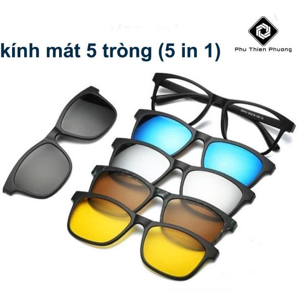 Giá bán Kính mát 5 tròng (5 in 1) siêu đẹp tặng bao da cao cấp - kính mát nữ chống chói chống lóa, chống UV400, đi làm đi chơi tiện lợi hợp thời trang