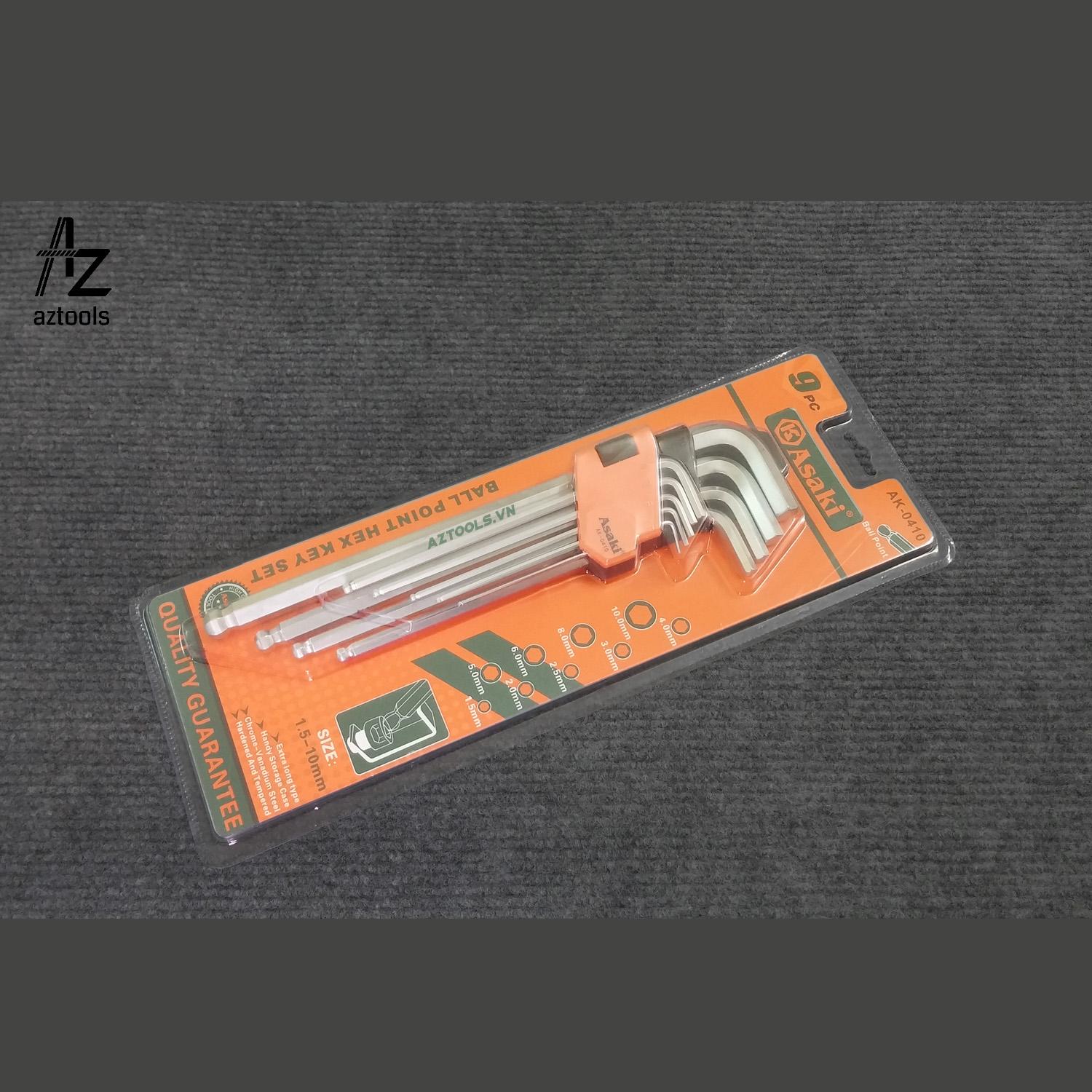 Bộ lục giác đầu bi 9 chi tiết ak-0410