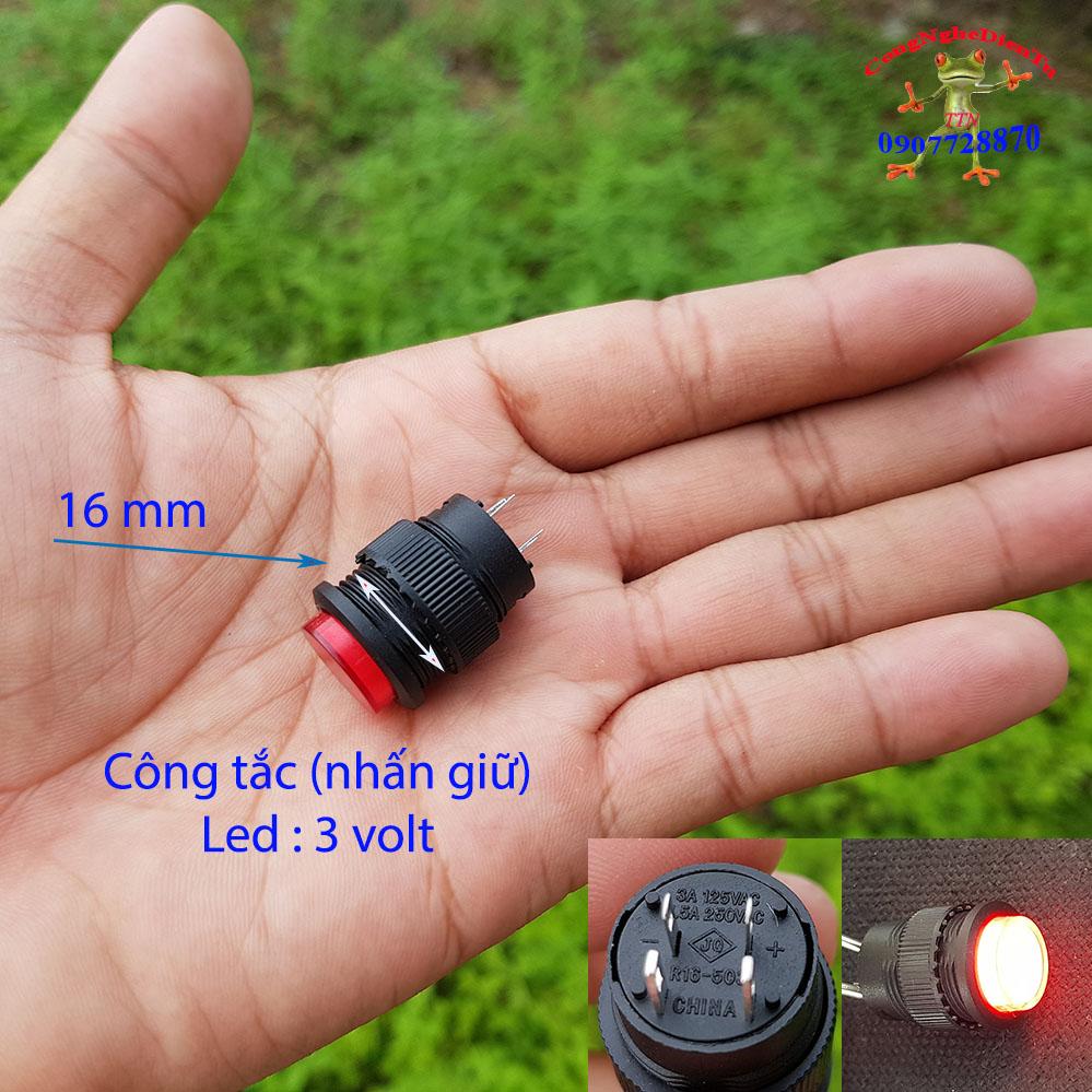 02 Nút công tắc nhựa Led màu đỏ