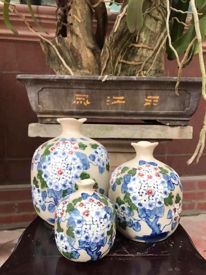 Lọ hoa trang trí ( bình hút tài lộc men rạn cổ )