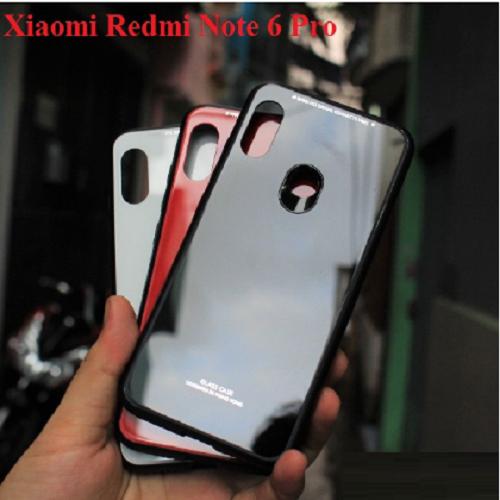 Ốp Lưng Xiaomi Redmi Note 6 Pro Gương Cường Lực Chống tặng miếng dán cacbon mặt sau