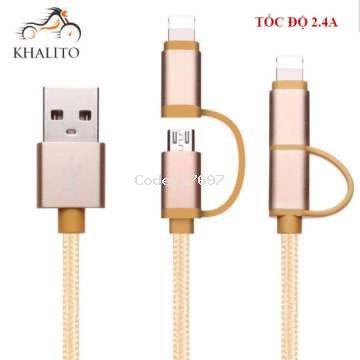 Cáp sạc 2 đầu dây dẻo dẹp cao cấp
