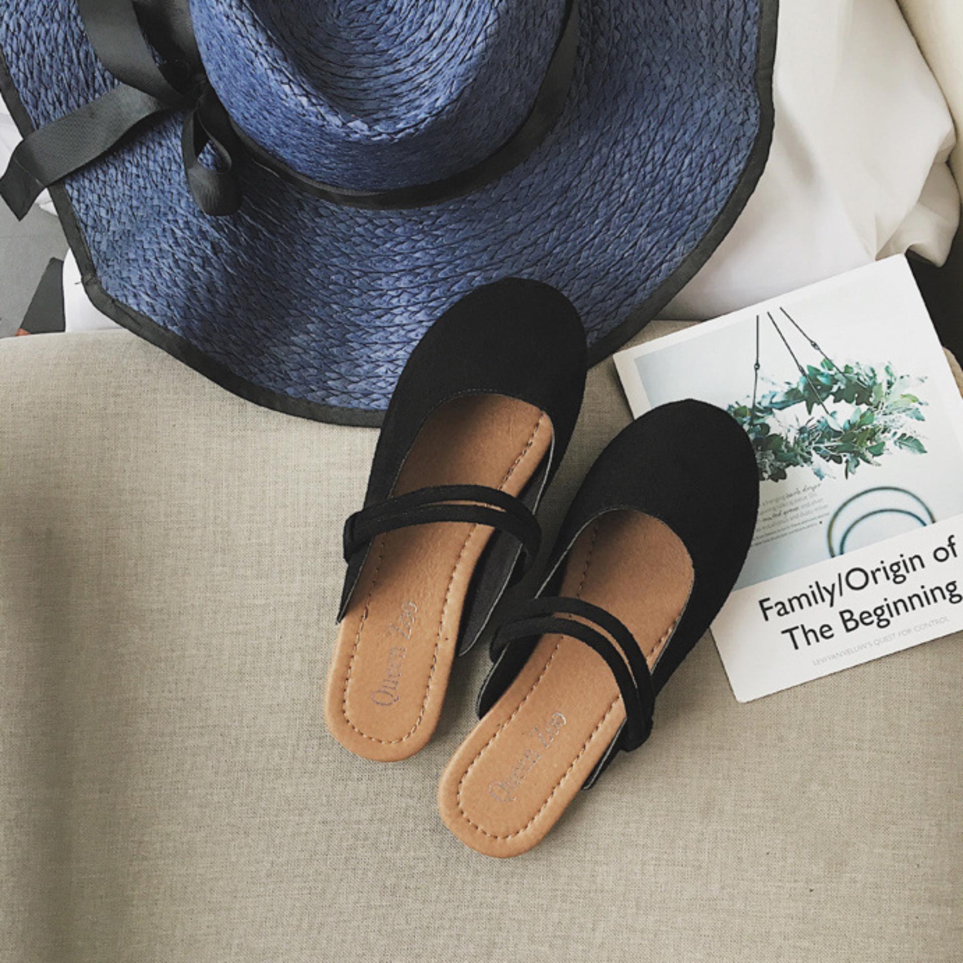 Giày mules nữ da lộn hottrend 2018