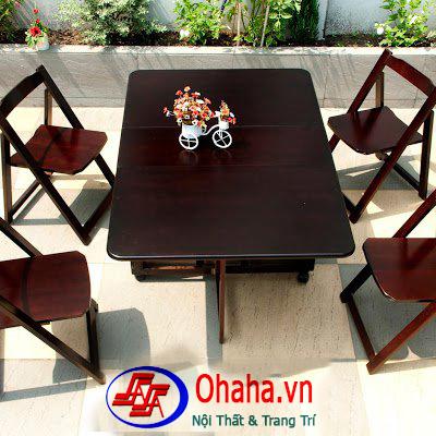 [Trả góp 0%] BÀN GHẾ XẾP GỌN (NÂU) OHAHA