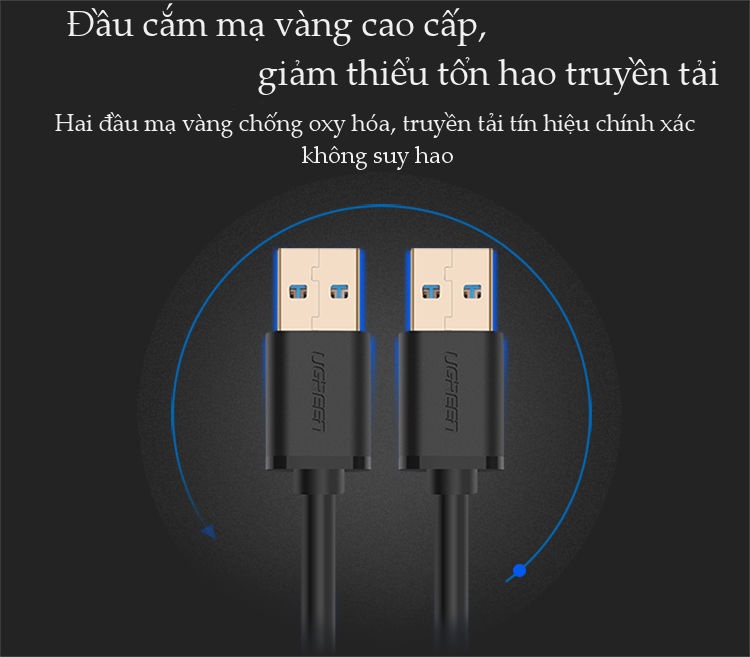 Dây USB 3.0 đực sang đực, hỗ trợ tốc độ truyền tải 5Gbps, dài 0.5-2M UGREEN US128 Dây USB 3.0 đực sang đực, hỗ trợ tốc độ truyền tải 5Gbps, dài 0.5-2M UGREEN US128