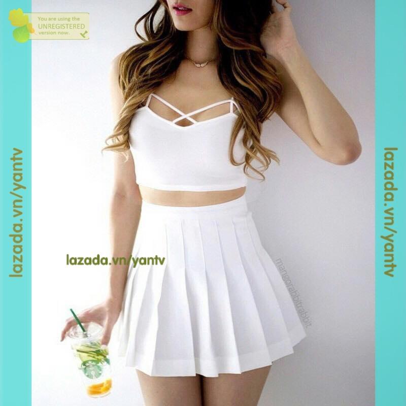 Chân váy nữ Tennis xếp li trắng nữ tính yantv
