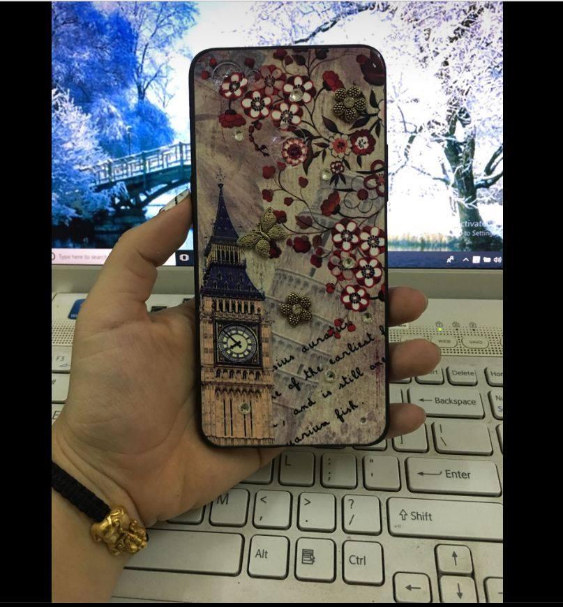 Ốp lưng thời trang in hình đính đá cho Oppo F7 Tặng kính cường lực