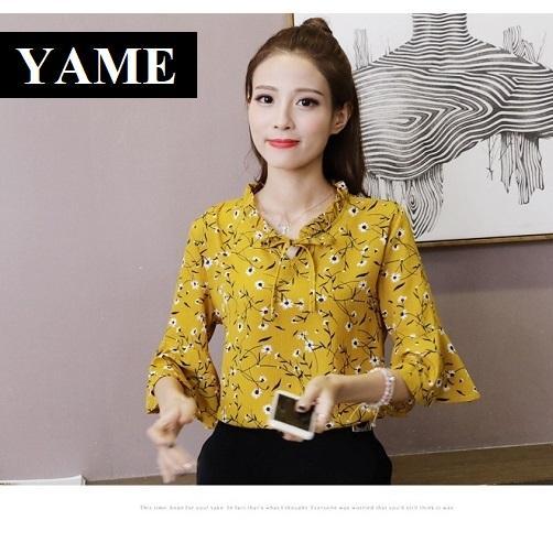 Áo Sơ Mi Hoạ Tiết Hoa YAME SH55Y26 Yellow