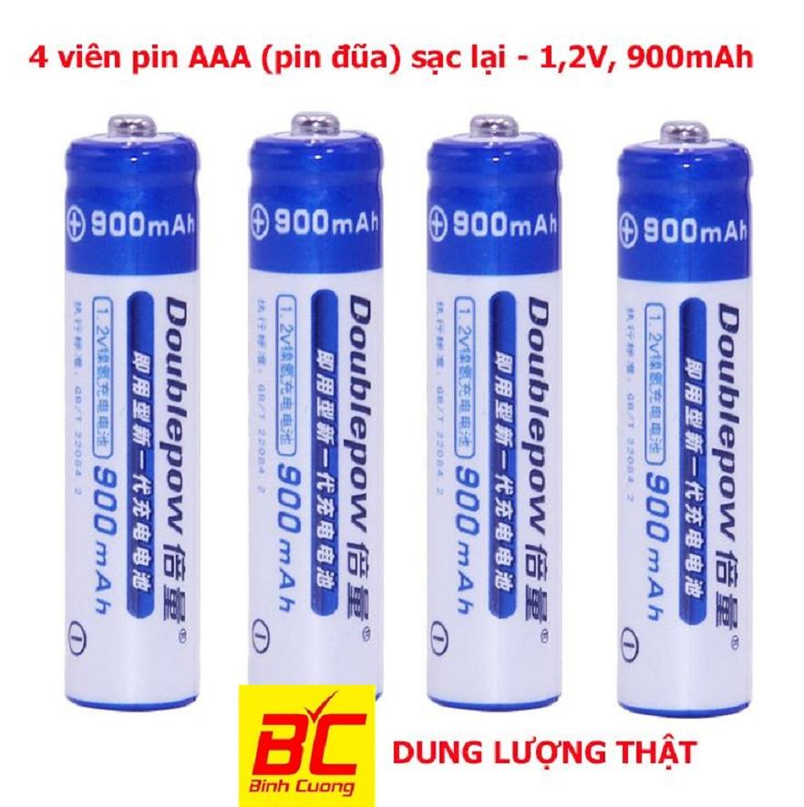 Bộ 4 viên pin tiểu sạc Doublepow AAA 900mAh