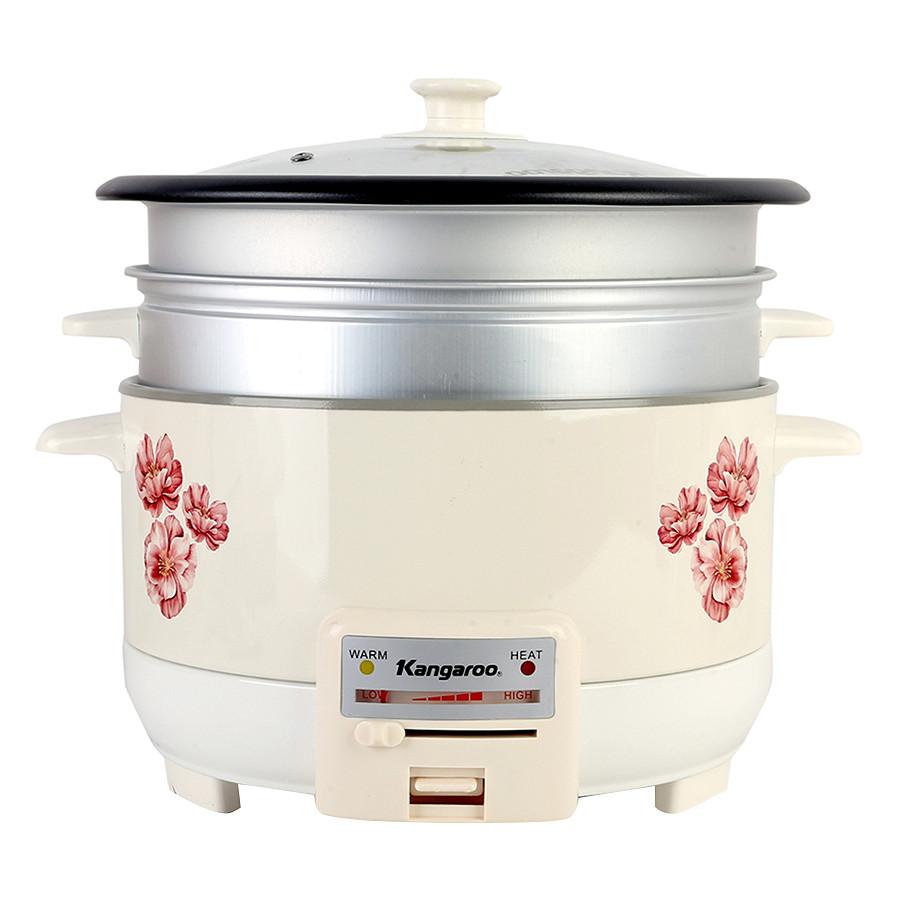 Nồi lẩu điện kèm khay hấp kangaroo kg271 - lòng nồi dầy, chống dính